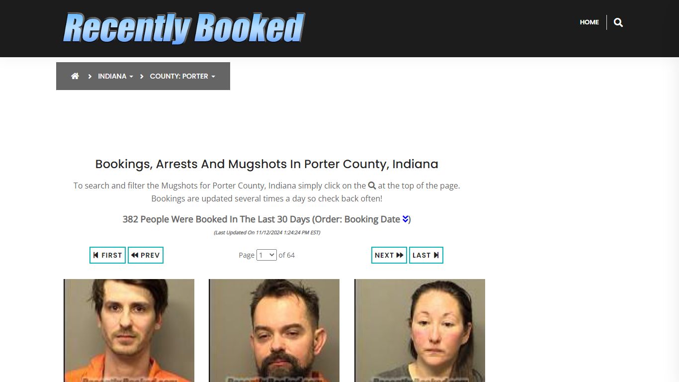 Bookings, Arrests and Mugshots in Porter County, Indiana - Recently Booked